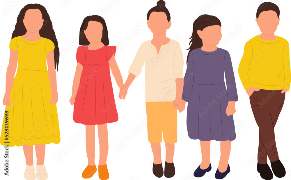 kids in flat style, isolated vector