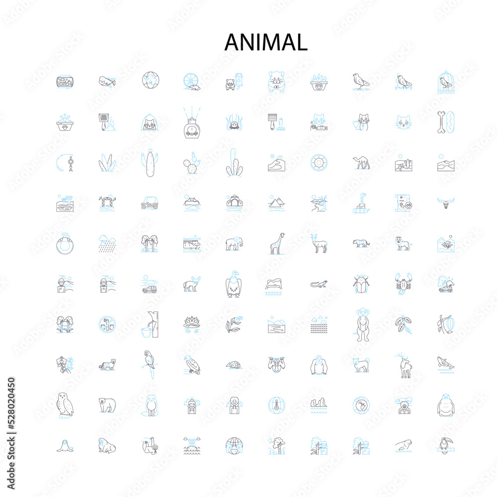 animal icons, signs, outline symbols, concept linear illustration line collection animal icons, signs, outline symbols, concept linear illustration line collection
