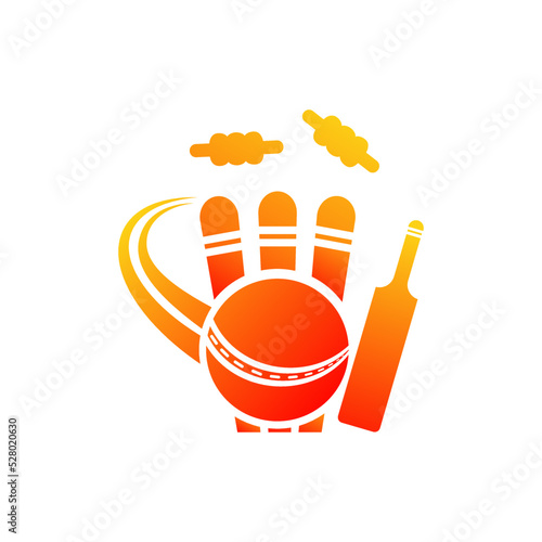 Cricket bat, Cricket ball, Cricket logo, Wicket and bails Logo Template vector symbol