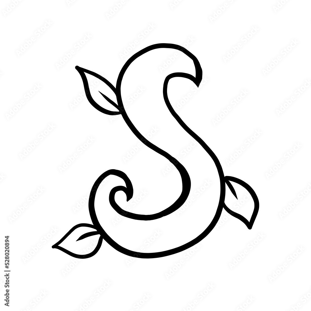 Letter S. Plant style alphabet Letter S. Plant style alphabet