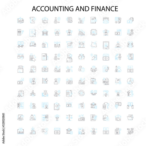 accounting and finance icons, signs, outline symbols, concept linear illustration line collection