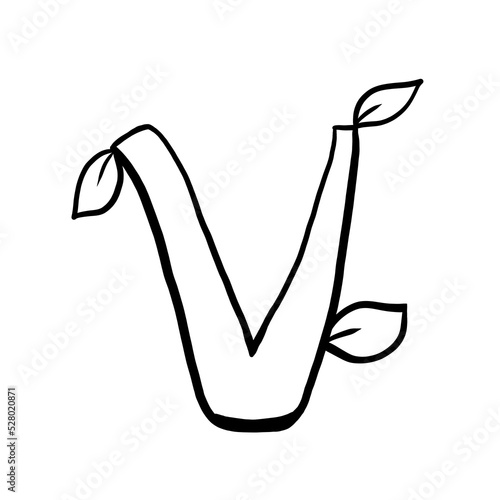 Letter V. Plant style alphabet