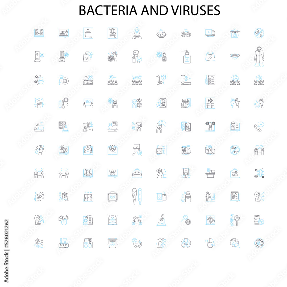 bacteria and viruses icons, signs, outline symbols, concept linear illustration line collection bacteria and viruses icons, signs, outline symbols, concept linear illustration line collection