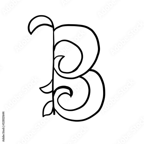 Letter B. Plant style alphabet