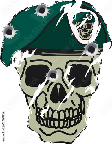 Retro skull and beret milit...