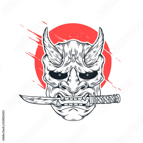 Japanese Oni mask vector illustration