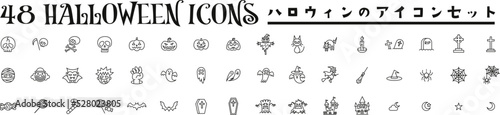 48個のハロウィンのアイコンセット01　ベクターイラスト素材