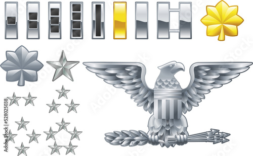 фотографія american army officer ranks insignia icons