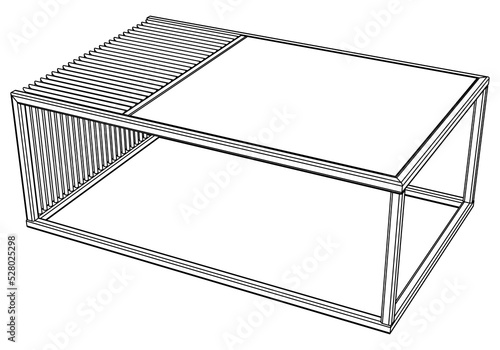 Hand-drawn collection of various coffee tables. Linear drawing. Isolated vector objects on white background. Clipart.