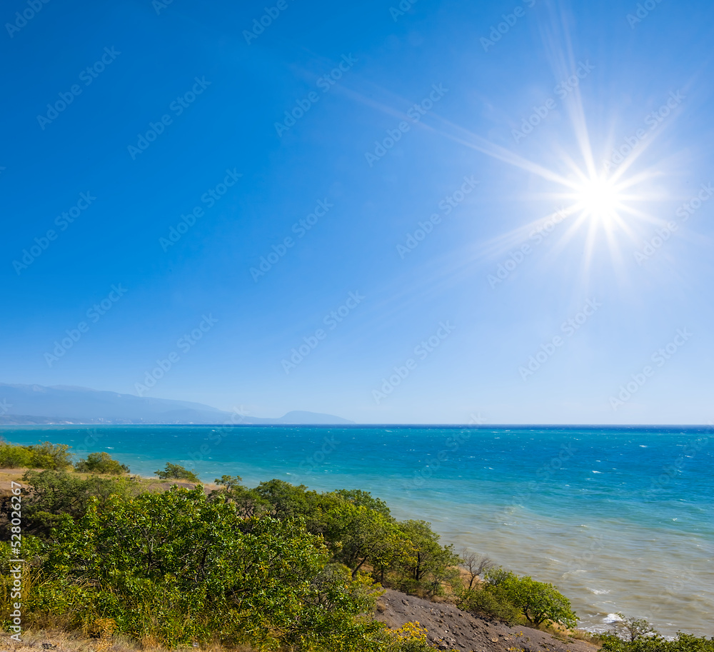 emerald sea cape at the hot summer sunny day emerald sea cape at the hot summer sunny day