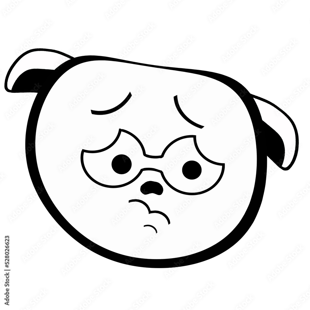 Sad dog isolated on a white background, drawing Sad dog isolated on a white background, drawing