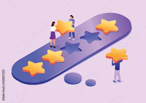 People give feedback holding big stars