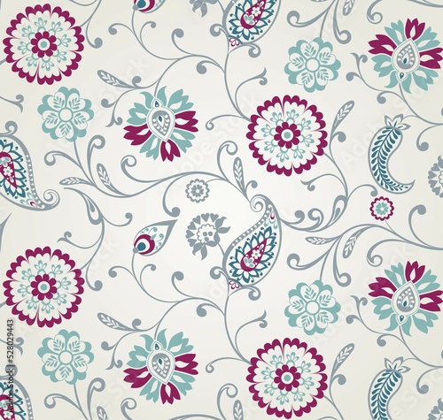 traditional paisley floral pattern  textile   Rajasthan  royal India 