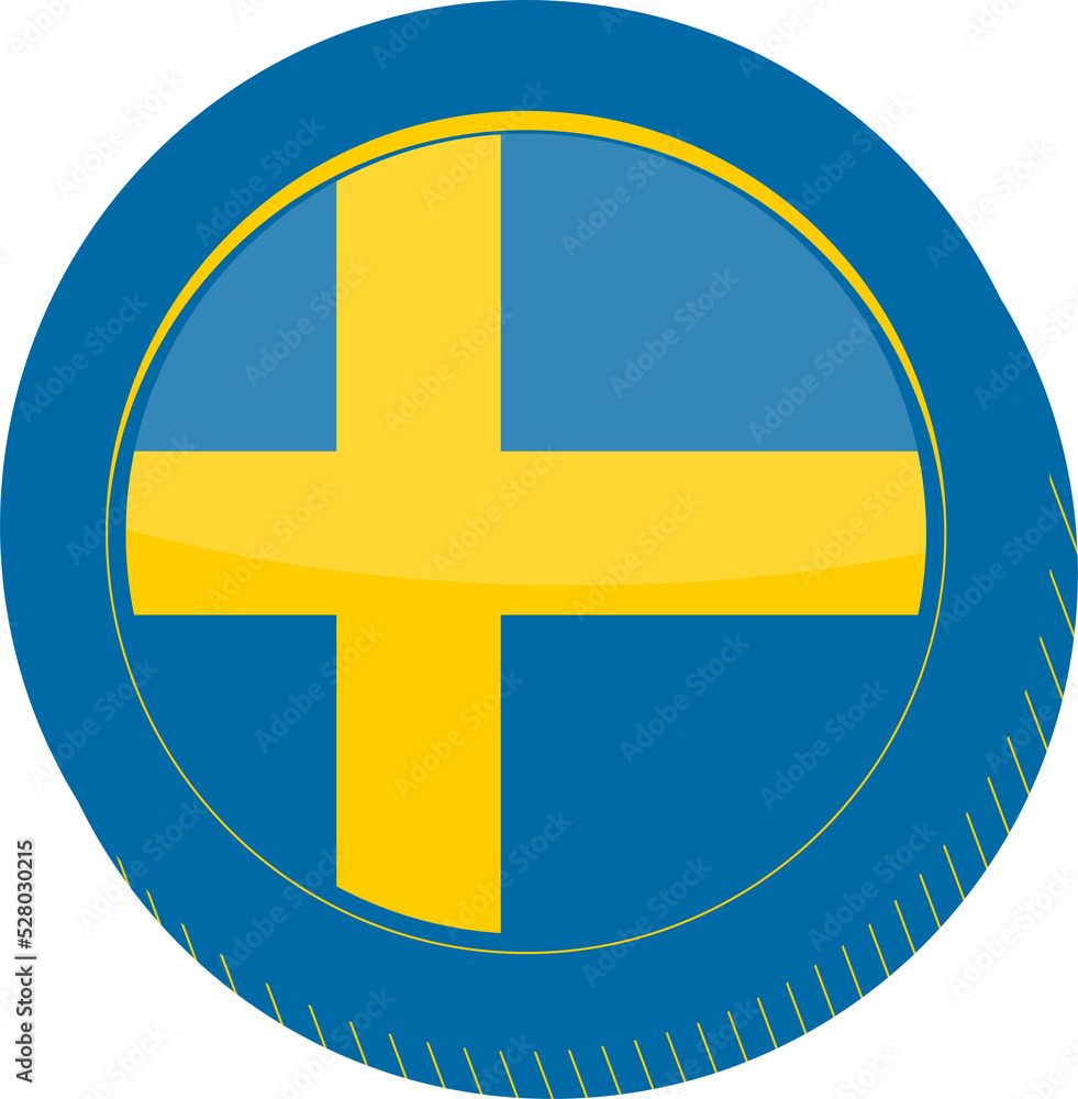Fototapeta premium Swedish Flag vector hand drawn flag, Swedish krona vector hand drawn