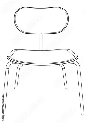 Dinning Easy Chair Simple Outline Drawing  Isolated Vector