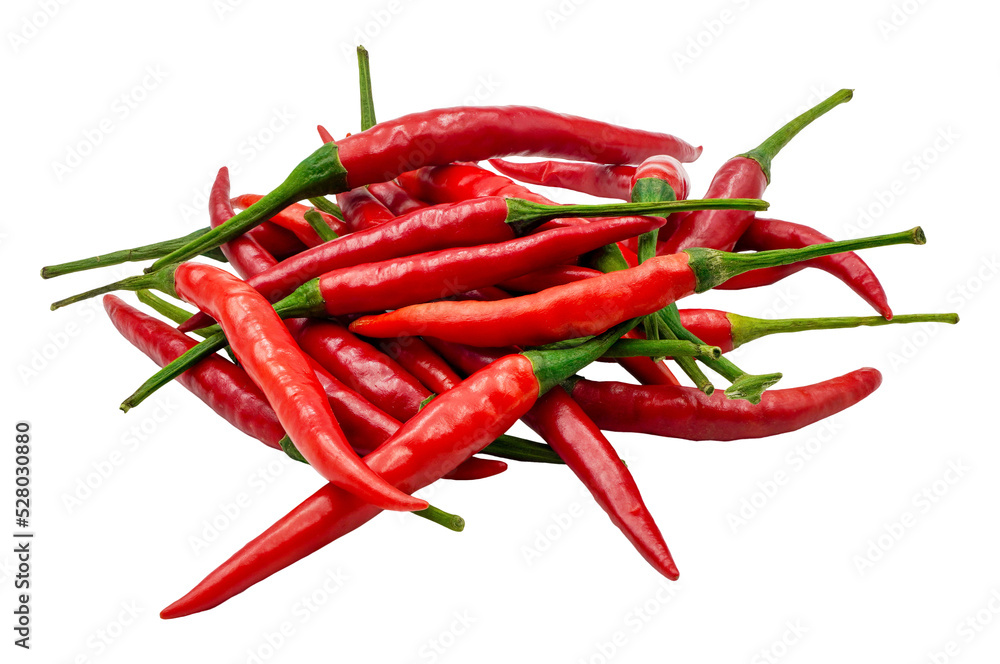 Cutout red hot chili isolated with transparent background