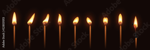 Match stick with flame set, 3d realistic animated burning matchsticks sprite sheet