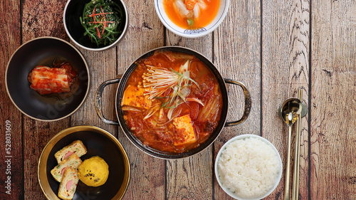 korean food kimchi jjigae Kimchi stew photo