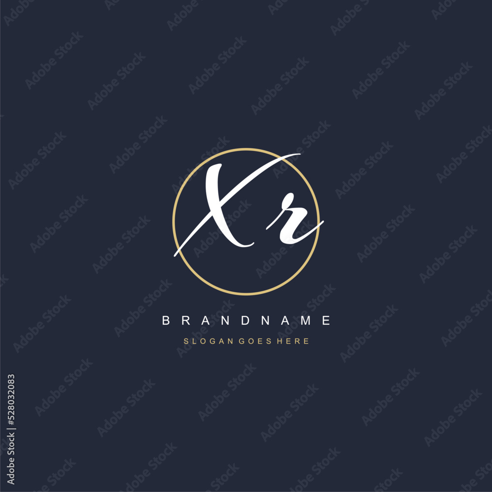 Initial letter XR logo monogram feminine style with circle line design ...