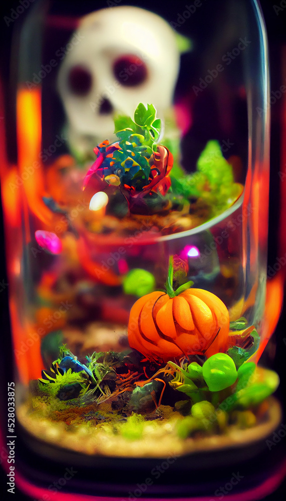Halloween jar terrarium, Halloween elements illustration  3d rendering