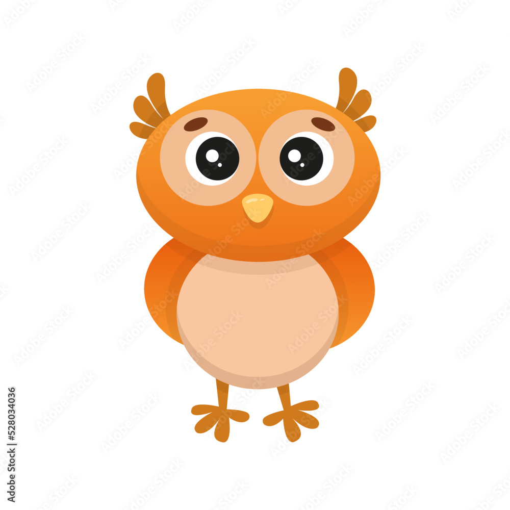 Fototapeta premium Cartoon owl isolated on white background. Vector illustration