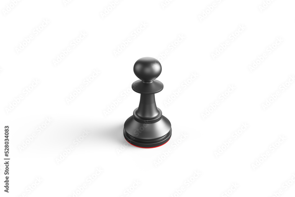 Close-up of a chess pawn on a white background. 3d rendering illustration