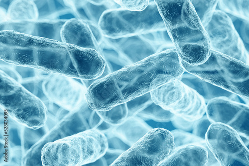 Canvas Print Enterobacteriaceae, gram-negative rod-shaped bacteria, part of intestinal microbiome and causative agents of different infections, 3D rendering