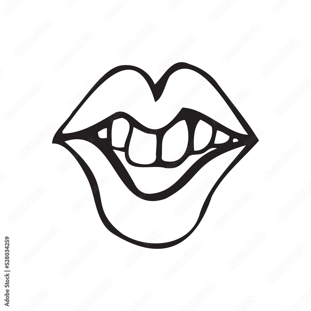 Single element lip on the stick in doodle style. Doodle vector illustration. Single element lip on the stick in doodle style. Doodle vector illustration.