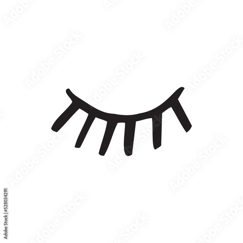 Single element eyelashes on the stick in doodle style. Doodle vector illustration.