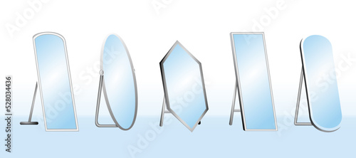 set wooden floor mirror or home styling mirror interior. 