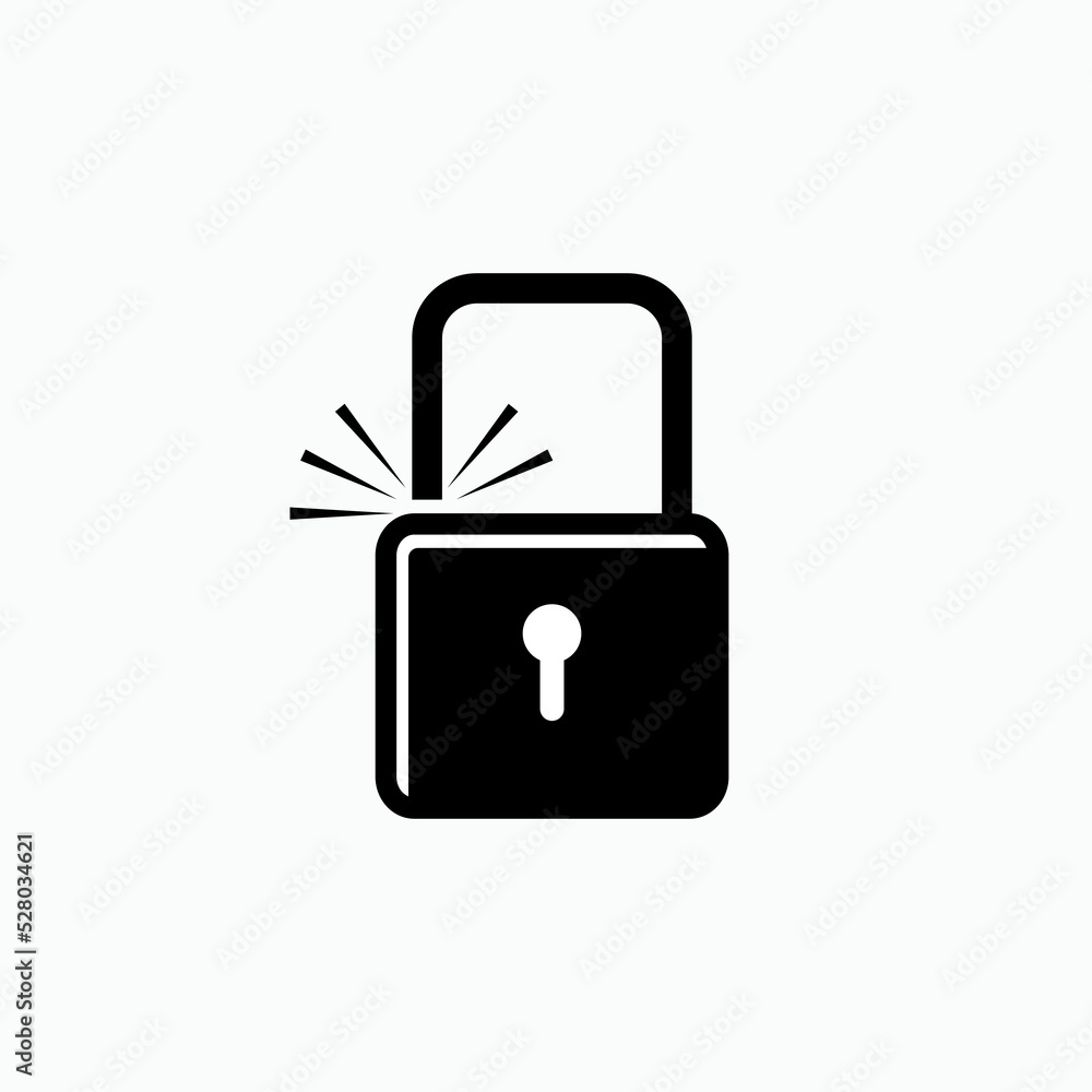 Unlocked Padlock Icon. Opened, Symbol Easy to Access - Vector Unlocked Padlock Icon. Opened, Symbol Easy to Access - Vector