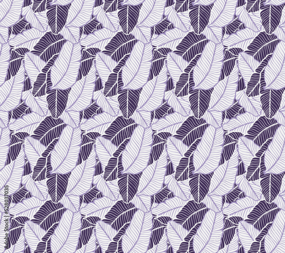 Seamless colored natural pattern of leaves or feathers

