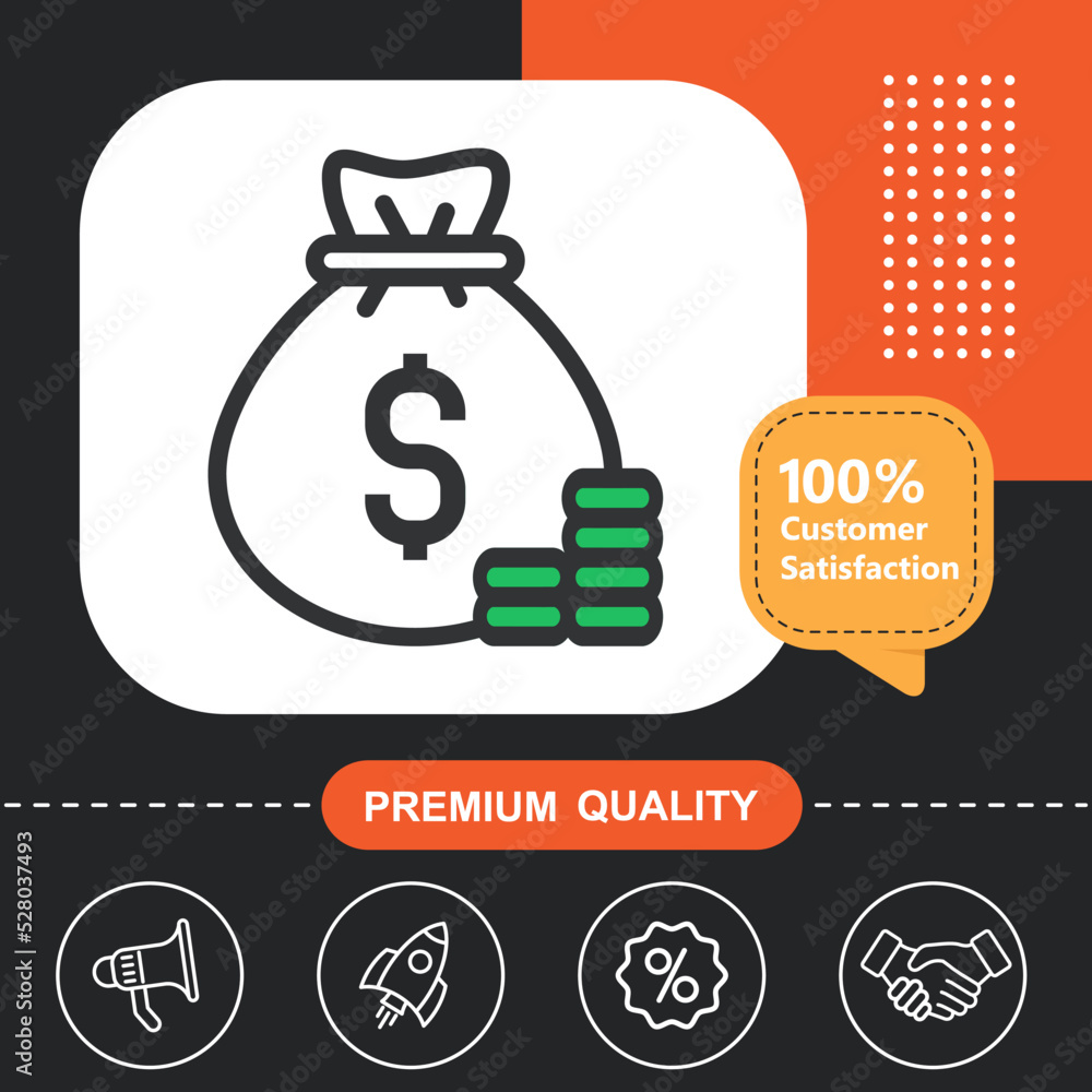 investment, money, banking icon. With orange and black background. investment, money, banking icon. With orange and black background.