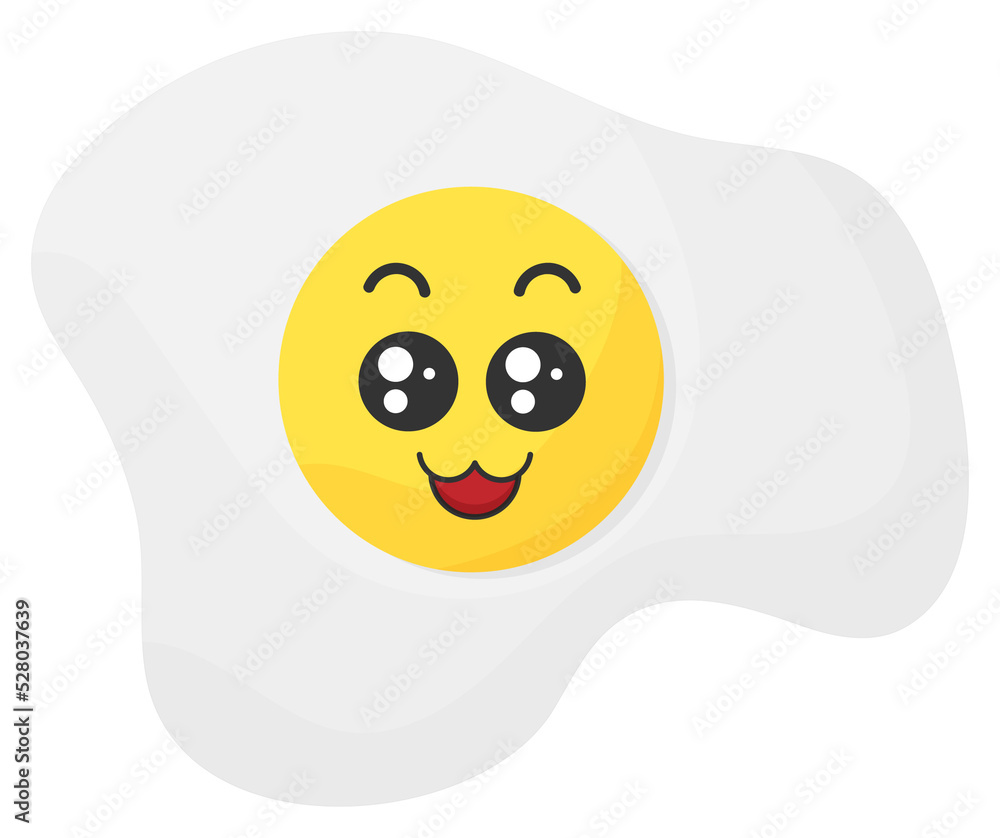 Sticker funny egg with kawaii emotions. Kawaii faces on scrambled eggs. Illustration without background Sticker funny egg with kawaii emotions. Kawaii faces on scrambled eggs. Illustration without background