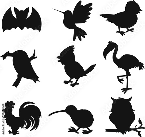  Collections of Various type birds vehicles flat isolated vector Silhouettes