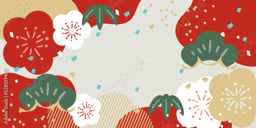 新年　年賀状　お正月の背景イラスト