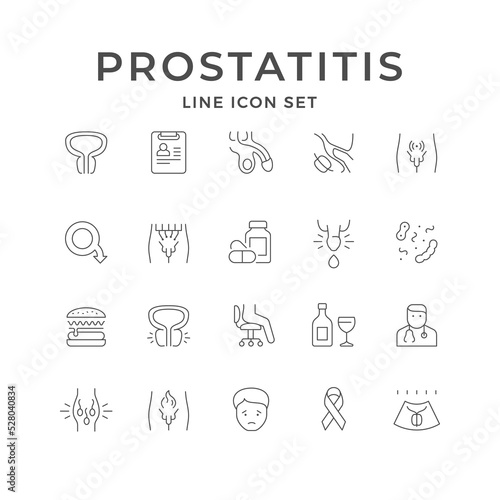 Set line icons of prostatitis