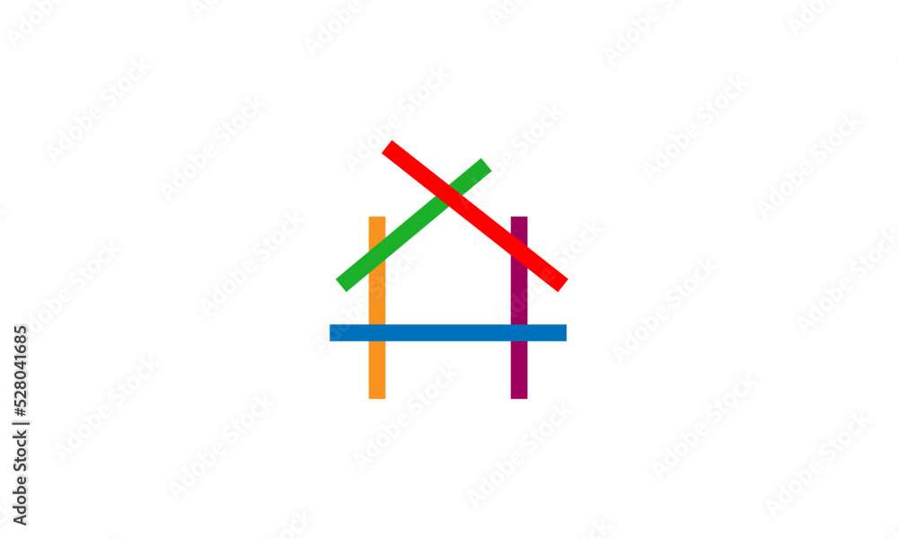 Letter H with house logo line art style Letter H with house logo line art style