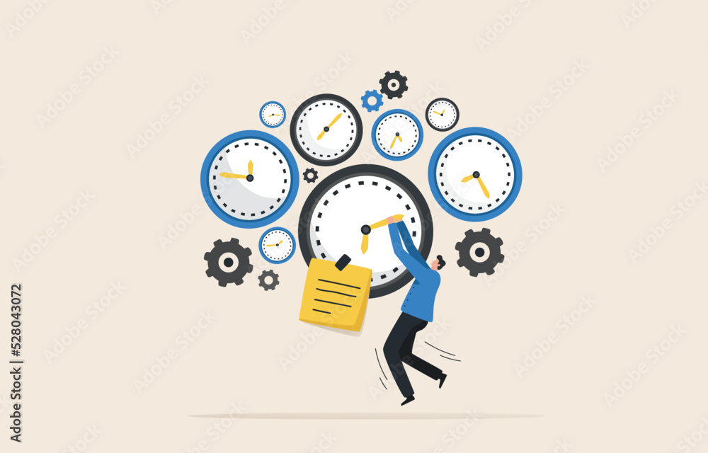 Time Management Techniques To Utilize In The Forthcoming. Time management is the process of planning. Businessmen try to allocate time in accordance with the situation. - obrazy, fototapety, plakaty 