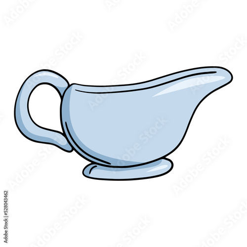 Small ceramic saucepan, a vessel for cream, milk, vector cartoon
