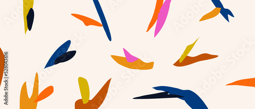 Hand drawn trendy abstract illustration print. Colorful creative collage pattern. Abstract contemporary art.