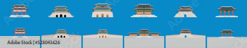 set of favorite south korea palace. vector illustration eps10