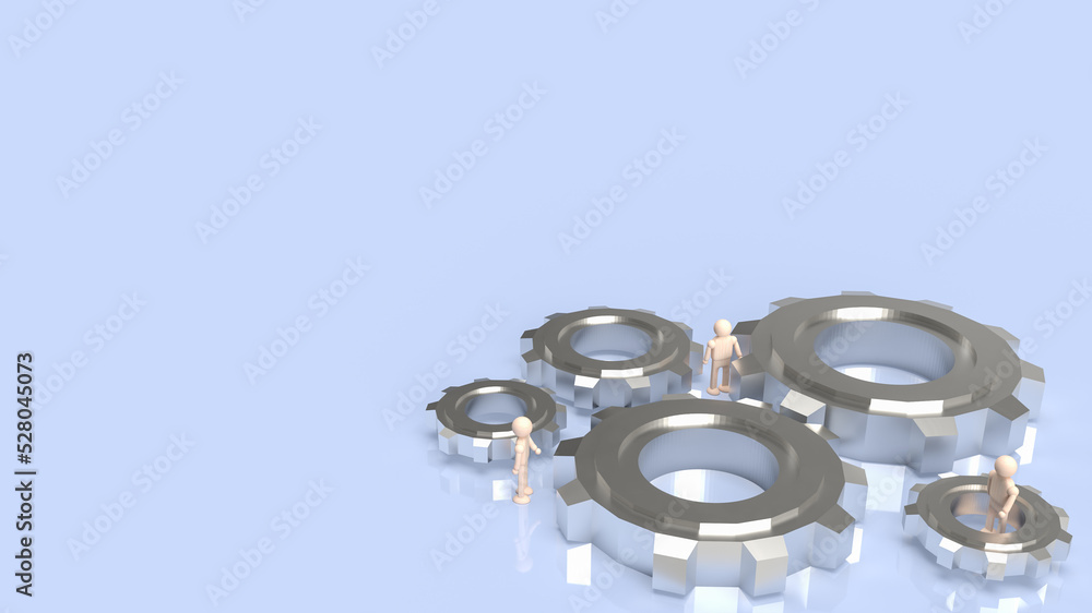 The silver gear on blue background for technology concept 3d rendering The silver gear on blue background for technology concept 3d rendering