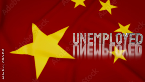 The unemployed on Chinese flag for business concept 3d rendering