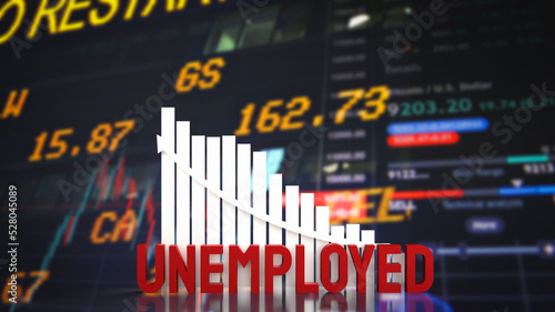 The unemployed and chart on business background 3d rendering