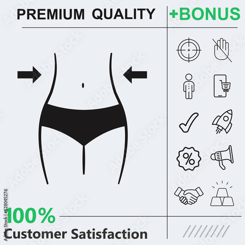 female waist, weight loss, diet, waist icon graphic elements for your work