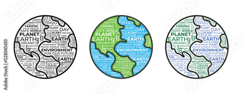 Ecology earth and environment climate word cloud for earth and enviroment day concept