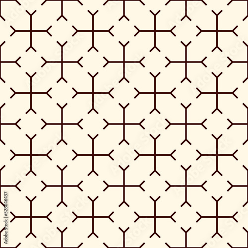 Seamless crosses vector. Tribal wallpaper. Ethnic ornament. Folk pattern. Geeometric backdrop. Mosaics motif. Grid background. Digital paper. Textile print. Ethnical web design. Abstract image © funkyplayer