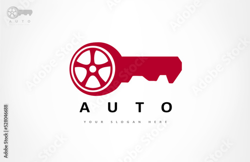 Car key logo vector. Tire and key design.