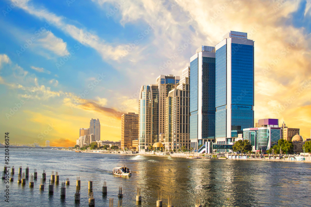 Naklejka premium Beautiful view of the Nile embankment in the center of Cairo, Egypt
